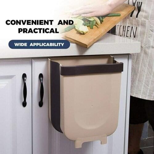 Folding Waste Bin Practical Design Wall Mounted Garbage Bag Holder Kitchen Cabinet Door Hanging Trash Toilet Waste Storage