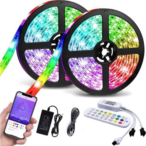 12V LED Strip lights RGB IC 5050 Dream Color Strip lamp Rainbow Effect Color Changing Strip Light ws2811 Bluetooth Music tape