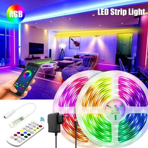 RGB LED Strip Lights Ribbon DC 12V Lamp Home Bedroom Decoration Flexible Diode Phone Bluetooth APP Control 20M 5050 Waterproof