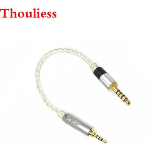 Thouliess 2.5mm TRRS Balance Male to 4.4mm Balance Male 8 Croes Silver Plated audio Male to Male Aux Cord
