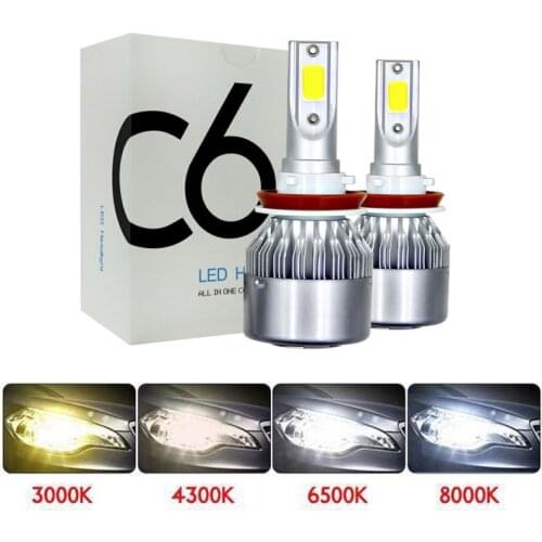 1pair Auto Car H8 H3 H11 H7 H4 H1 LED Headlights 4300K 8000K 6000K Cool white 72W 8000LM COB Bulbs Diodes Automobiles Parts Lamp