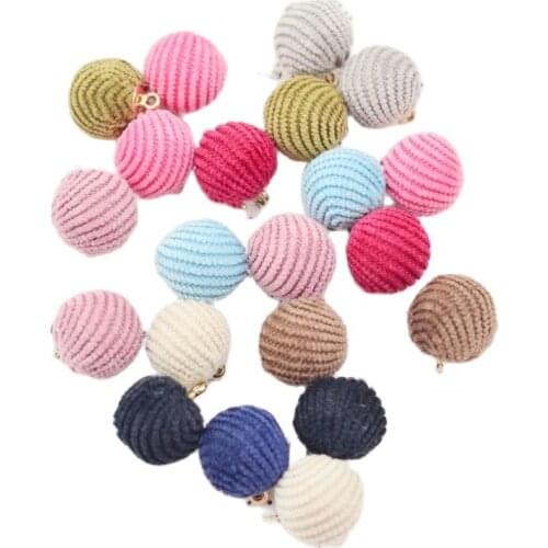 10pcs 15mm Cloth Round Balls Charms DIY Stud Earrings Making Pendants Women Girls Hair Accessories Fashion Ear Jewelry Findings
