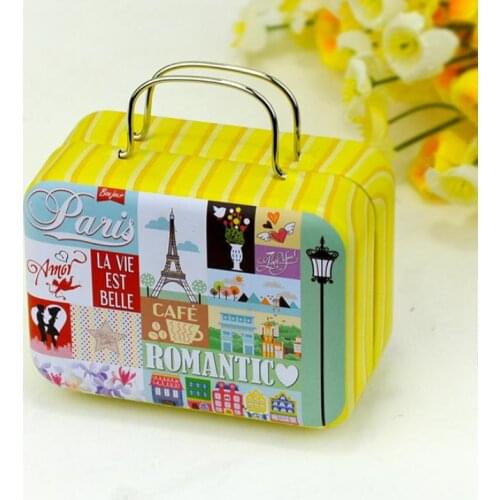 120pcs Mini Tin Box Retro Suitcase Handbag Small Rectangular Candy Box Small Tin Container SN567