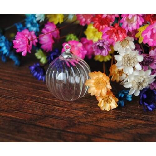 2016New 50sets per lot 16mm pumpkin Glass Globe Glass Bubble with 6mm cap DIY Glass Vial Pendant Wish Bottle NEW