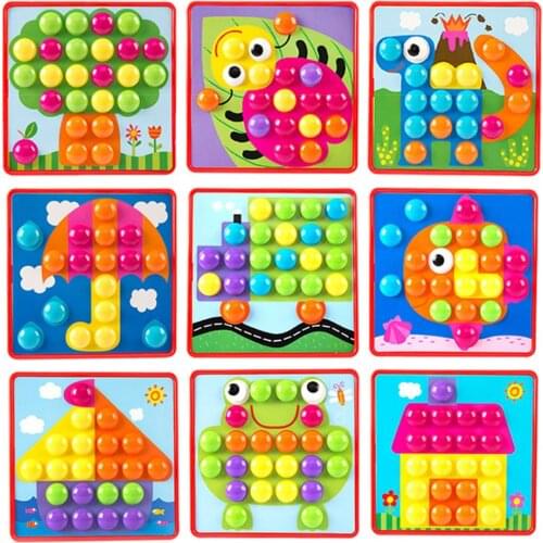 6types 3D Puzzles Toys for Children Creative Mosaic Mushroom Nail Kit Buttons Art Assembling Kids Enlightenment Educational Toys