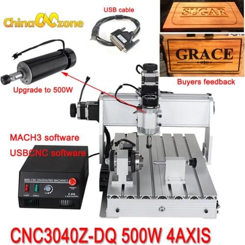 CNC 3040Z-DQ 4-axis mini CNC milling machine Engraver Engraving Milling Drilling Cutting Machine 500W Manufacturer Supplier