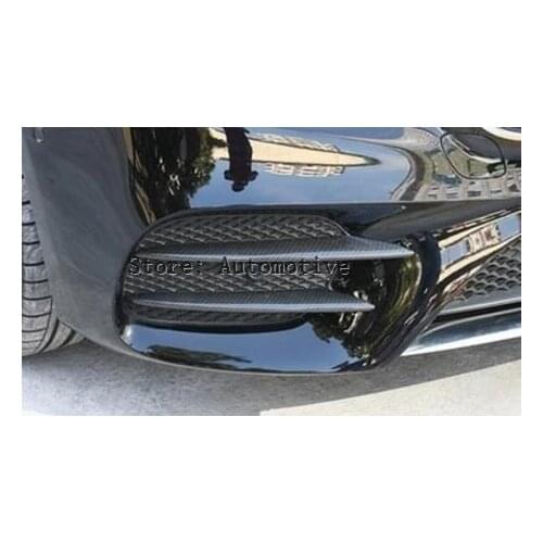 Plastic Carbon Fiber Color For Mercedes Benz E Class W213 2016 2017 Car-styling Front Fog Lamp Strips Cover Trim Set of 4pcs