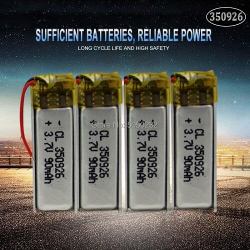 4pc 90mAh 3.7V 350926 Lithium Polymer Rechargeable Battery For MP3 MP4 MP5 GPS DVD tablet Bluetooth camera Lipo cell