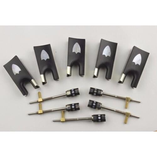 5 set new top ebony violin bow frog 4/4 with screw cupronickel accessories