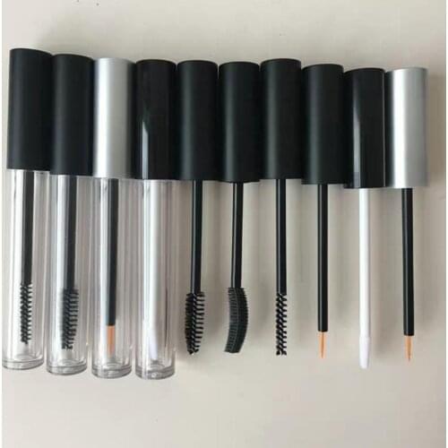 5ml Empty Eyelashes Tube Portable Mascara Tube Lip gloss tube Eye liner bottle with black silver lid