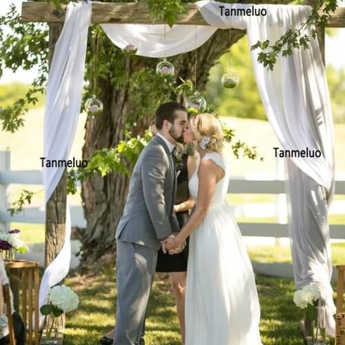 6M Long Ready Made Wedding Arch Sheer Curtain Panels Boho Vintage Home Party Decoration White Voile Scarf Valance for Outdoor