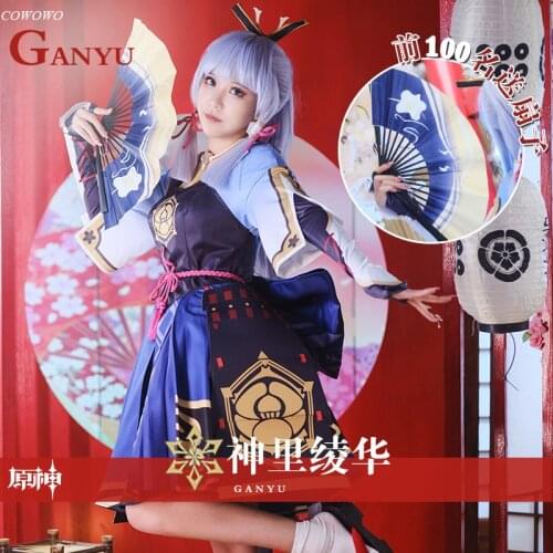 Anime! Genshin Impact Kamisato Ayaka Game Suit Lovely Kimono Uniform Cosplay Costume Halloween Party Outfit For Women 2021 NEW