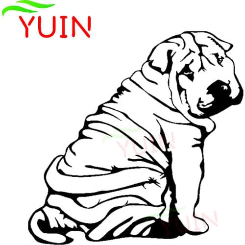 Car Sticker Art Animal Sharpei Dog Decals Cute Cars Accessories PVC Body Rear Windshield Decoration Waterproof Sunscreen Decal