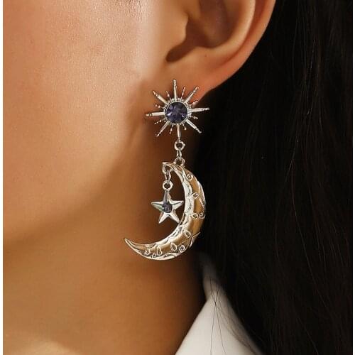 Shining Star Moon Earrings for Women Jewelry Dangle Korean Earrings Patry Aretes De Mujer Modernos 2021 Luxury Designer Earrings