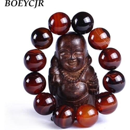 BOEYCJR Natural Stone Beads Bangles & Bracelets Handmade Fashion Jewelry Elasticity Buddha Beads Bracelet for Women or Men