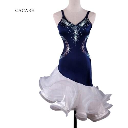 CACARE Latina Latin Dance Dress Fringes Salsa Dance Clothes Women Dance Costumes Tango D0393 Customize Fluffy Hem Rhinestones
