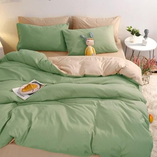 Home Textile Minimalist Green Purple Bedding Set Double Sheet Luxury Queen King Size Bed Linens Duvet Cover Sheet Pillow Case
