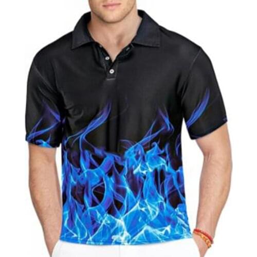 3D Flame Polo Shirts Unisex Casual Novelty Lapel Polo T Shirt For Men and Women Fire Graphic Tees Fashion Texture T-Shirt