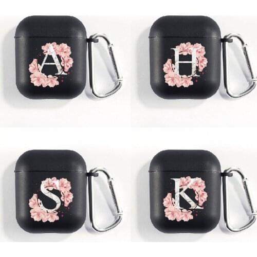 Custom Cherry Blossom Flower A to Z For Apple iPhone Charging Box For AirPods Pro Soft Candy Color Carabiner Cover Accessories