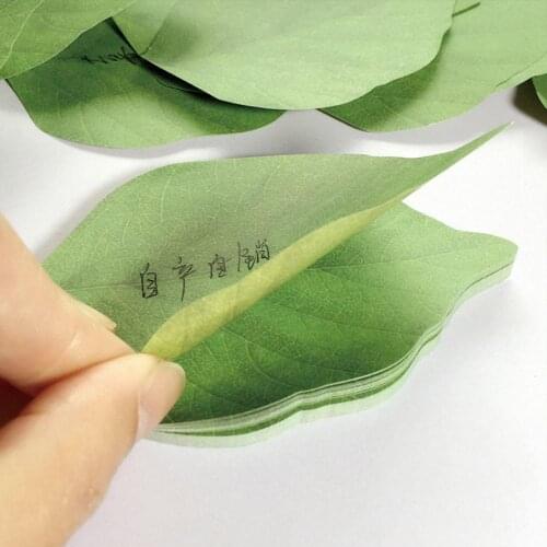 JESJELIU 50 sheets Vivid Natural Simulation Leaves Self-Adhesive Memo Pad Sticky Note Creative Adhesive Message Strips
