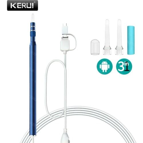 KERUI 3 in 1 OTG Visual Ear Cleaning Endoscope Diagnostic Tool Ear Cleaner Picker Android Mini Camera Ear Mouth Nose Otoscope