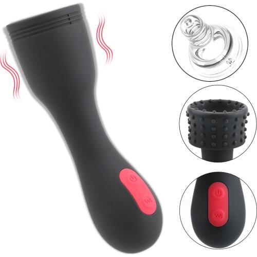 Male Masturbators Delay Lasting Trainer Silicone Vaginal Cup Penis Vibrator 9 Speed Glans Massager Glans Stimulator