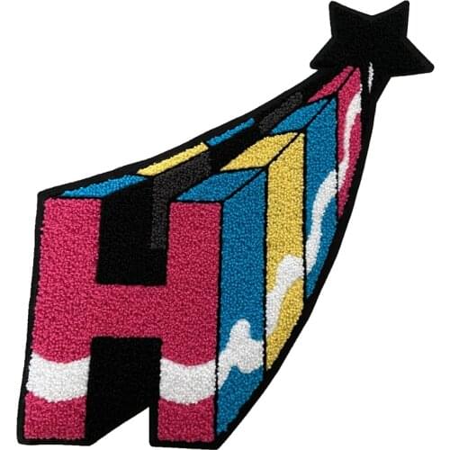 English Letter 3D H Towel Embroidered Patches For Clothing Bags Jacket Sew On Accessories DIY Name 3D H Letters Patch Applique