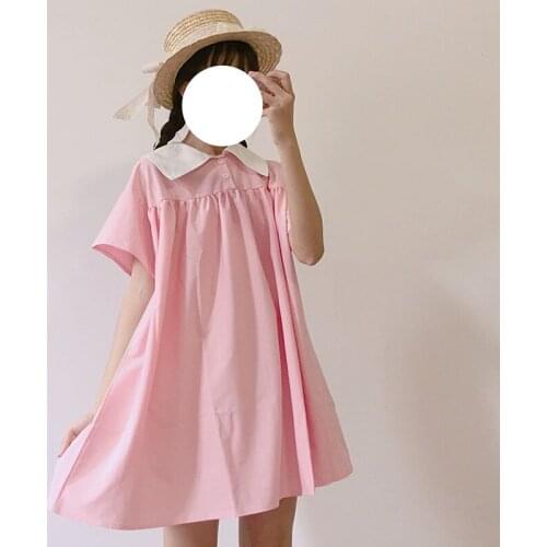 2018 Mori girl summer new womens Korean fresh sweet short-sleeved cute stitching loose student casual Lolita Dress