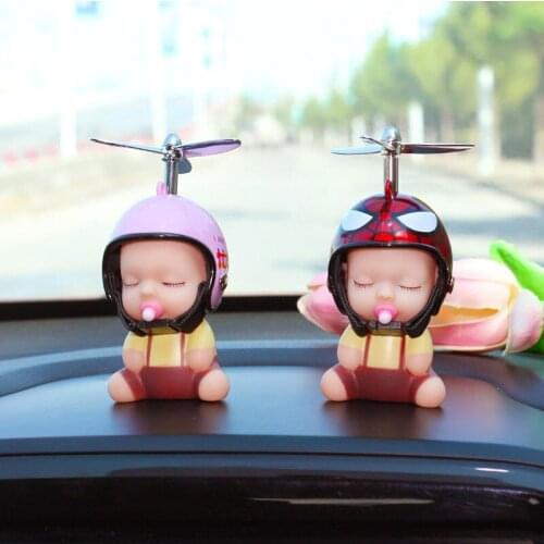 Distinctive Cute Pacifier Baby Doll with Helmet Funny Car Dashboard Review Mirror Accessories Decor Home Figurines & Miniatures