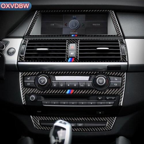 Carbon Fiber Car Interior Navigation Control Panel AC CD air conditioner outlet Frame Trim for BMW e70 e71 X5 X6 Accessories