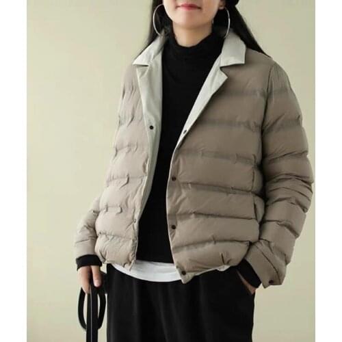 SEDUTMO Winter Double Sided Duck Down Coat Women Fashion Ultra Light Short Puffer Jacket Slim Autumn Pocket Casual Parkas ED1332