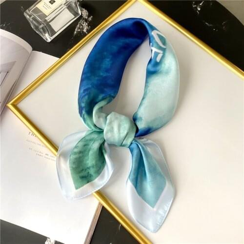 Women Bag Scarf Print Lady Hair Silk Square Scarves Female Bandana Shawl And Wrap Women Foulard Fashion Head Neckerchief Summer
