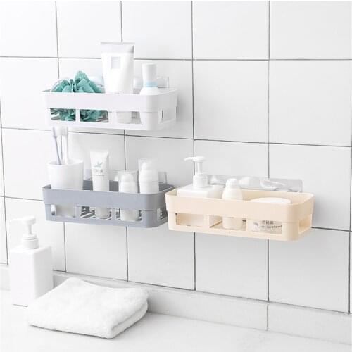 Dual Strong Suction Cup Storage Boxes Bathroom Shelf Kitchen Storage Basket Wall Mounted Holder Wall Rack Shower Organizer