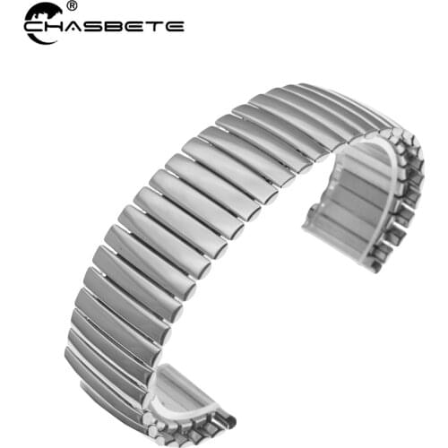 Stainless Steel Watch Band 22mm for Pebble Time / Steel Elastic Watchband Strap Loop Wrist Expansion Belt Bracelet Silver Black