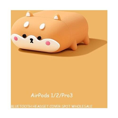 3D Cute Corgi Cover For Apple Airpods 1 2 Case Earphone Silicone Bluetooth Wireless Protective Case For AirPods Pro Cat Dog
