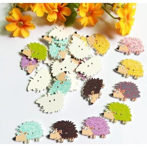 Mixed 50PCs Decorative Wooden Buttons For Children Clothes DIY Scrapbooking Crafts Sewing Tool Flatback 2 -Holes 23*33mm