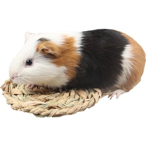 Hand-made Plant Woven Straw Weave Breathable Cool Hamster Dutch Pig Rabbit Round Pad Pet Supplies
