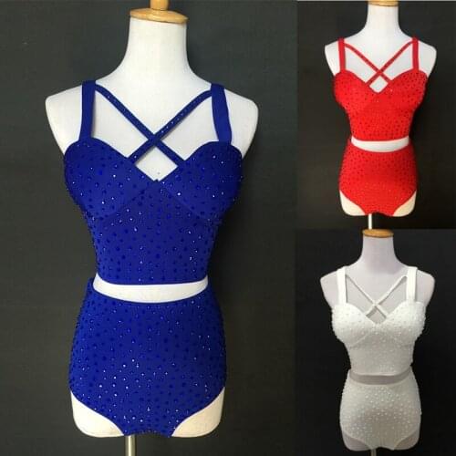 Rhinestone Pole Dance Cosutme Nightclub Bikini DJ Dancer Performance Stage Clothing Suit Bar Gogo Jazz Dancing Wear VDB3888