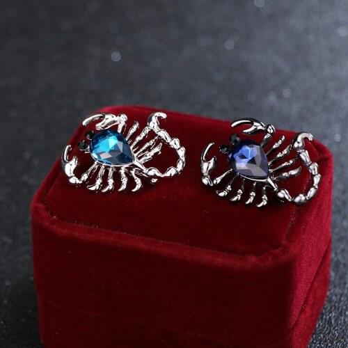 High Quality Antique Silver Color Plated Light and Dark Blue Rhinestone Crystal Scorpion Brooch Pin Fashion Decorative Jewelry