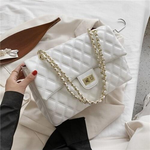 Fashion Quilted Big Chain Shoulder Bags For Women Unique Design Large Capacity Female Baguette Purse PU Leather Crossbody Bags