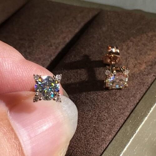 Female Charming Flower White Round Zircon Stud Earrings For Women Rose Gold Silver Color Earrings Simple Fashion Dainty Jewelry