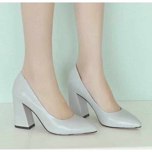 Women Sexy Fetish Black 8.5cm High Heels High Quality Patent Leather Pointed Toe Ladies Office Shoes Pumps Big size 30-47 02-1