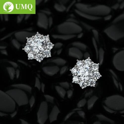 UMQ 100% 925 Sterling Silver Sparkling High Carbon Diamond Sunflower Stud Earrings For Women Wedding Party Fine Jewelry Gift
