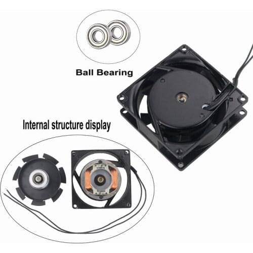 1 piece Gdstime 3 inch Two Balls 80x80mm AC Fan 2 Wire Without Connector Metal Cooling Fan 220V 240V 80mm x 25mm PC Case Cooler