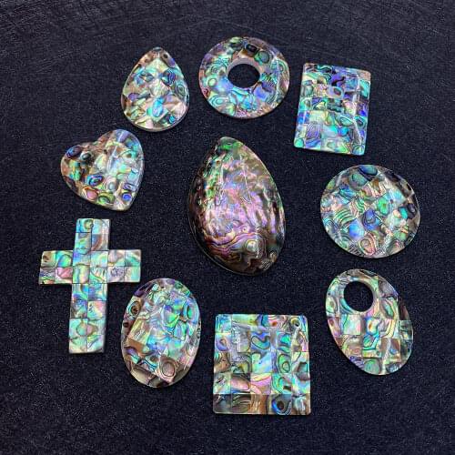 1Pc Natural Abalone Shell Pendant Cross Love Heart Shape Necklace Pendant DIY for DIY Jewelry Making Earrings Necklace Pendant