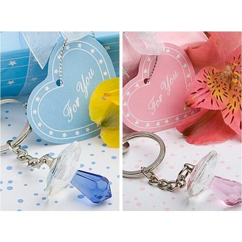 10 Pieces/lot) Baby souvenirs Gift favors of Crystal Pacifier Key Chain Favor for baby birthday Party Favors