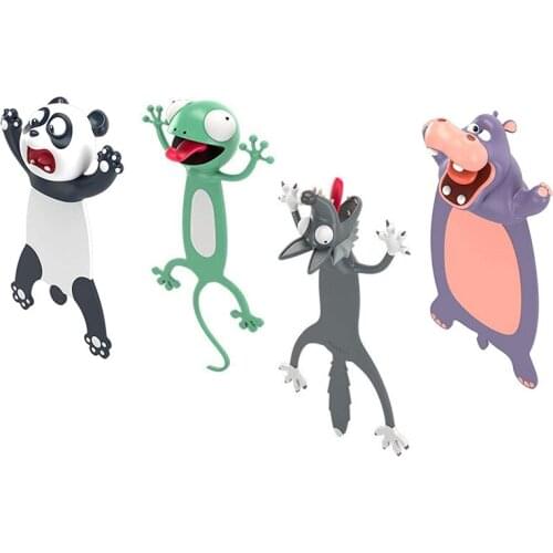 4PCS 3D Cartoon Animal Bookmark Novelty Cute Funny Wacky Bookmark Book Friend Bookmark for Kids Students Stationery