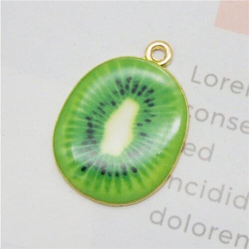 5Pcs High Quality Enamel Kiwi Fruit Charms Alloy Pendant Metal Jewelry Necklace Bracelet DIY Handmade Crafts Accessories