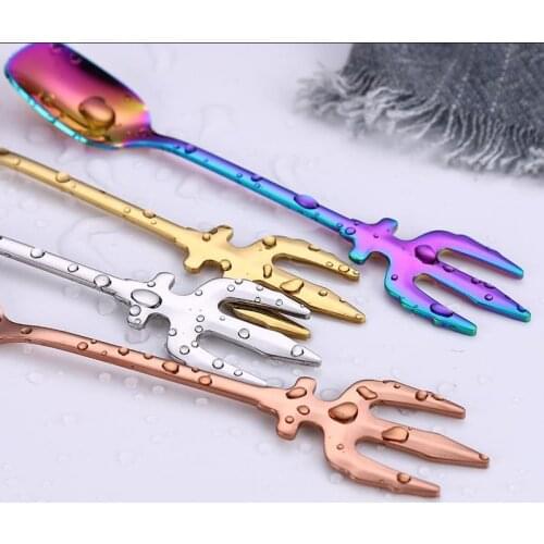 500pcs Stainless steel dessert spoon 7 colors ice cream spoons coffee spoon kitchen accessories flatware fruit for