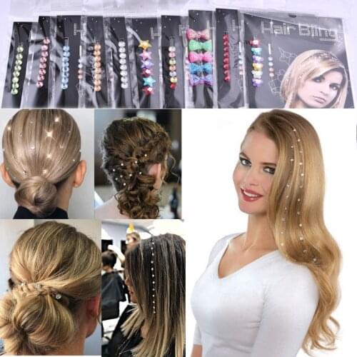 8 Beads Small Hair Bling Crystal Diamond Wedding Hair Jewelry Braids Party Accessory Rhinestone Gift For Ladies Women Reused